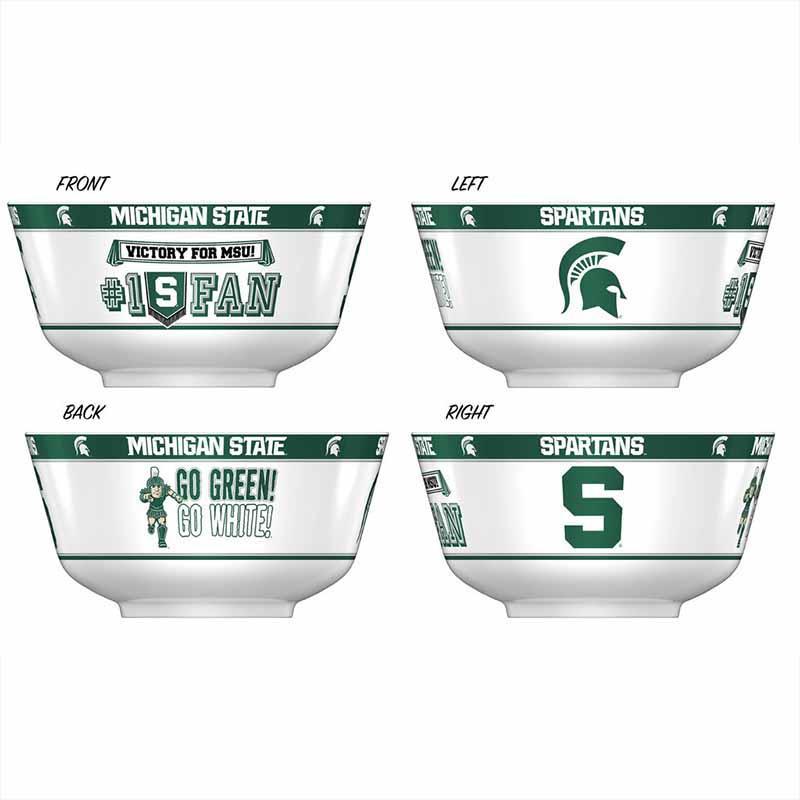 NCAA MICHIGAN STATE SPARTANS 11.75" ALL PRO PARTY BOWL-Fremont Die-Big Fan Arena