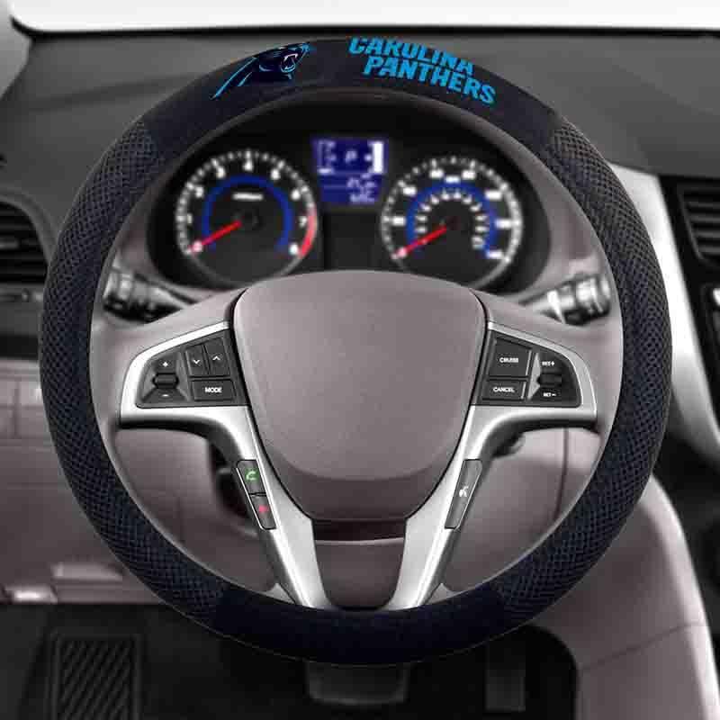 NFL CAROLINA PANTHERS POLY-SUEDE STEERING WHEEL COVER-Fremont Die-Big Fan Arena