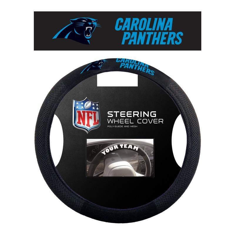 NFL CAROLINA PANTHERS POLY-SUEDE STEERING WHEEL COVER-Fremont Die-Big Fan Arena