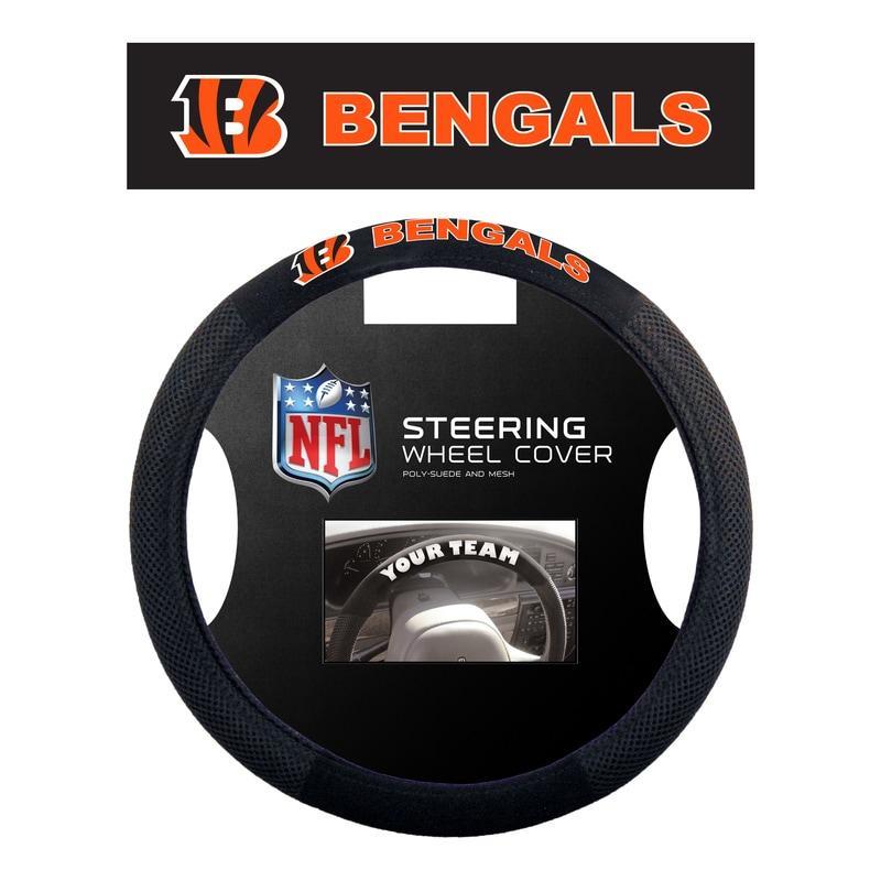 NFL CINCINNATI BENGALS POLY-SUEDE STEERING WHEEL COVER-Fremont Die-Big Fan Arena