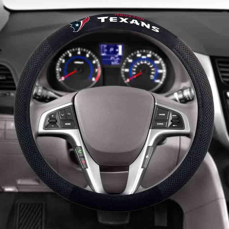 NFL HOUSTON TEXANS POLY-SUEDE STEERING WHEEL COVER-Fremont Die-Big Fan Arena