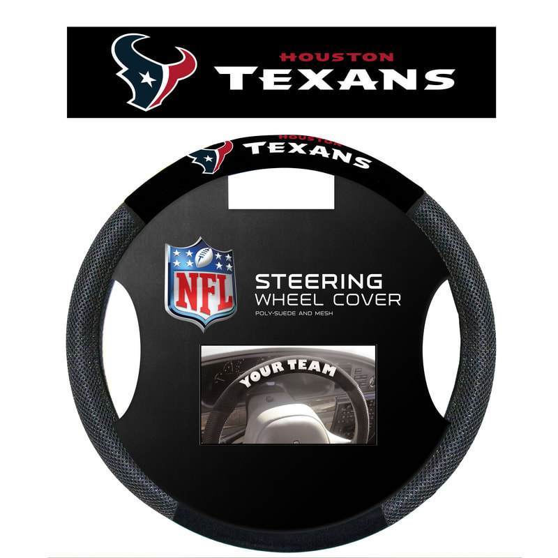 NFL HOUSTON TEXANS POLY-SUEDE STEERING WHEEL COVER-Fremont Die-Big Fan Arena