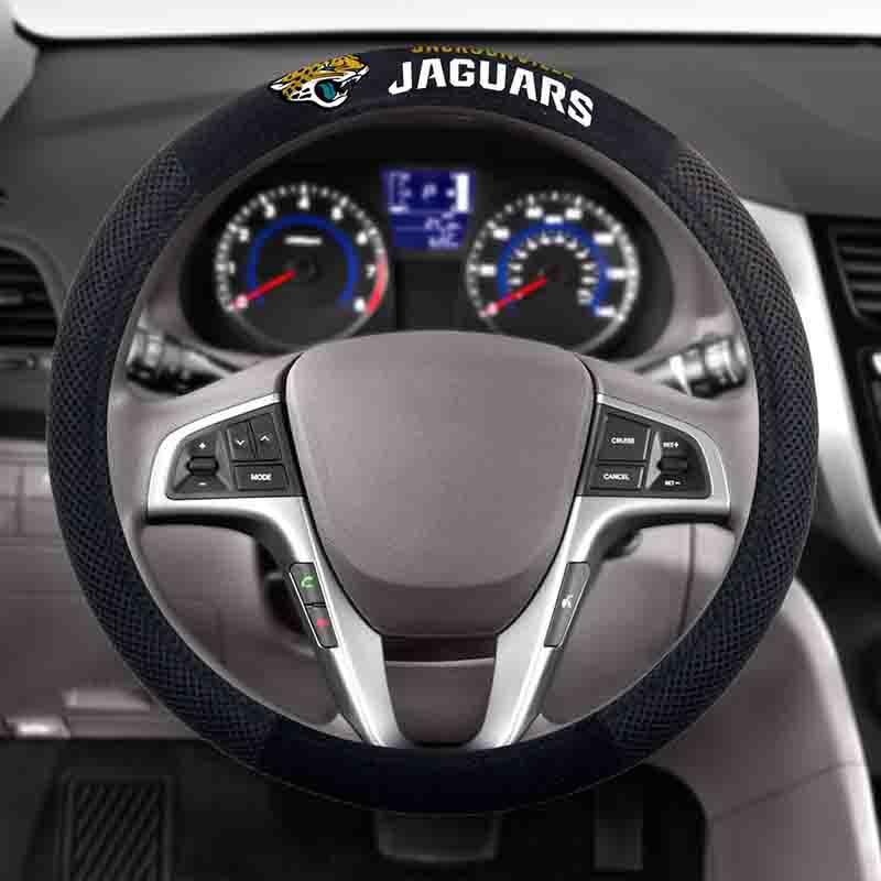 NFL JACKSONVILLE JAGUARS POLY-SUEDE STEERING WHEEL COVER-Fremont Die-Big Fan Arena