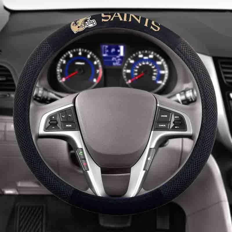 NFL NEW ORLEANS SAINTS POLY-SUEDE STEERING WHEEL COVER-Fremont Die-Big Fan Arena