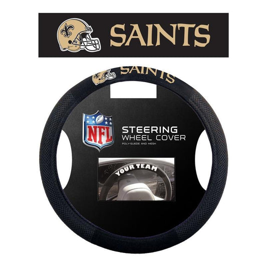 NFL NEW ORLEANS SAINTS POLY-SUEDE STEERING WHEEL COVER-Fremont Die-Big Fan Arena