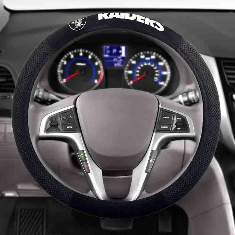 NFL OAKLAND RAIDERS POLY-SUEDE STEERING WHEEL COVER-Fremont Die-Big Fan Arena