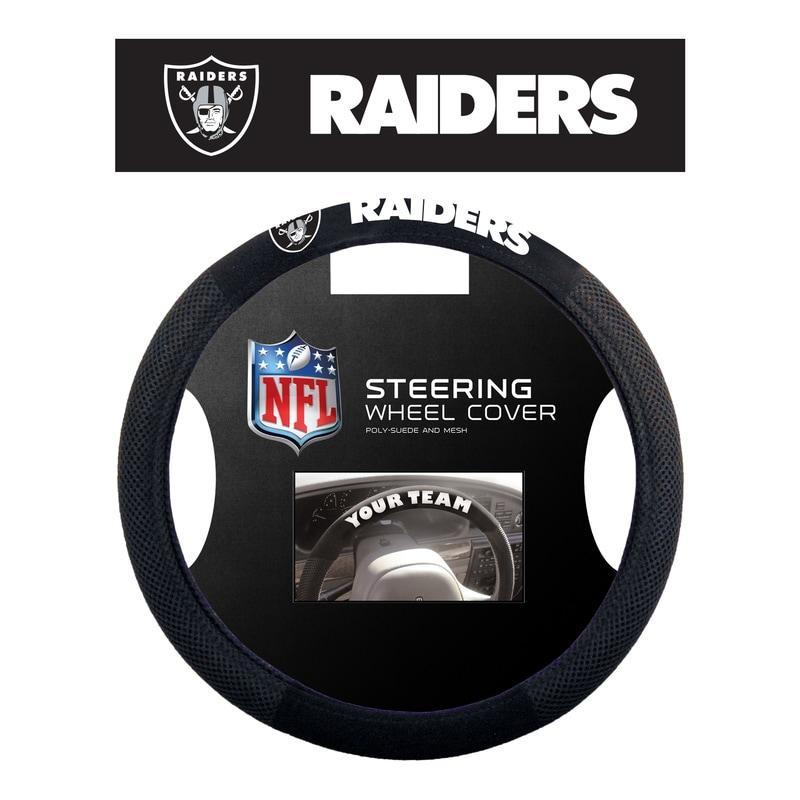 NFL OAKLAND RAIDERS POLY-SUEDE STEERING WHEEL COVER-Fremont Die-Big Fan Arena